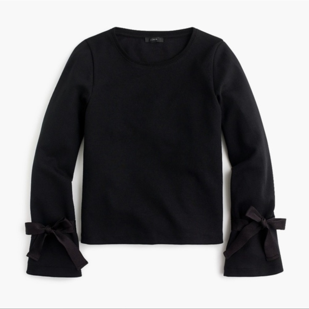 J.Crew Tie Bell Sleeve Sweatshirt Top Style Black XS